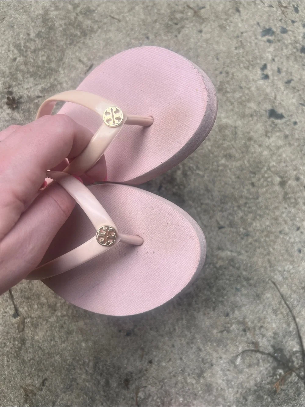 Tory Burch Pale Pink Logo Flip Flop Sandals